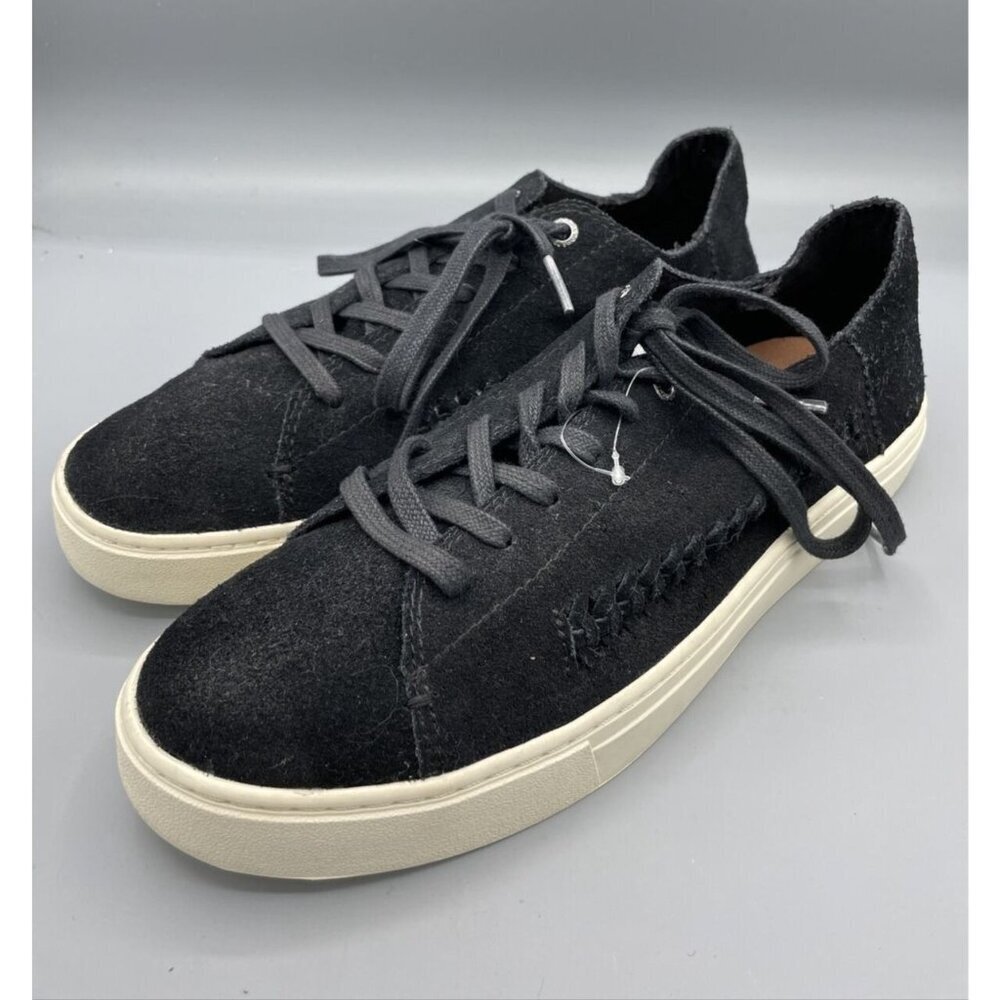 TOMS Black Suede Leather Lace Up Sneakers Women’s Shoes 9.5 Casual Comfort